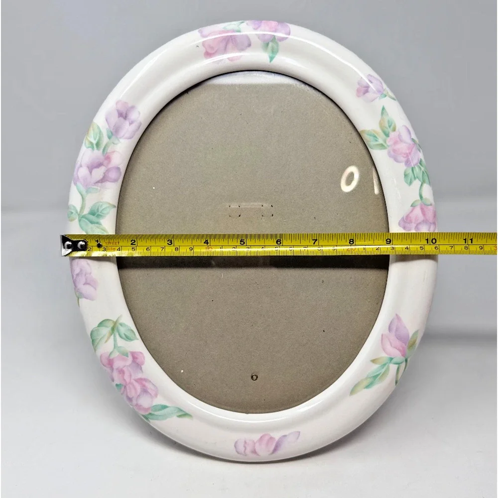 Vintage Floral Ceramic Porcelain Oval Picture Frame Shabby Chic 12x10